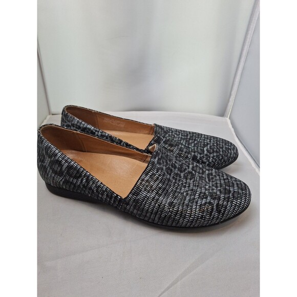 DANSKO Black Silver Textured Leather Loafers Flats Shoes Size 39 (8.5)